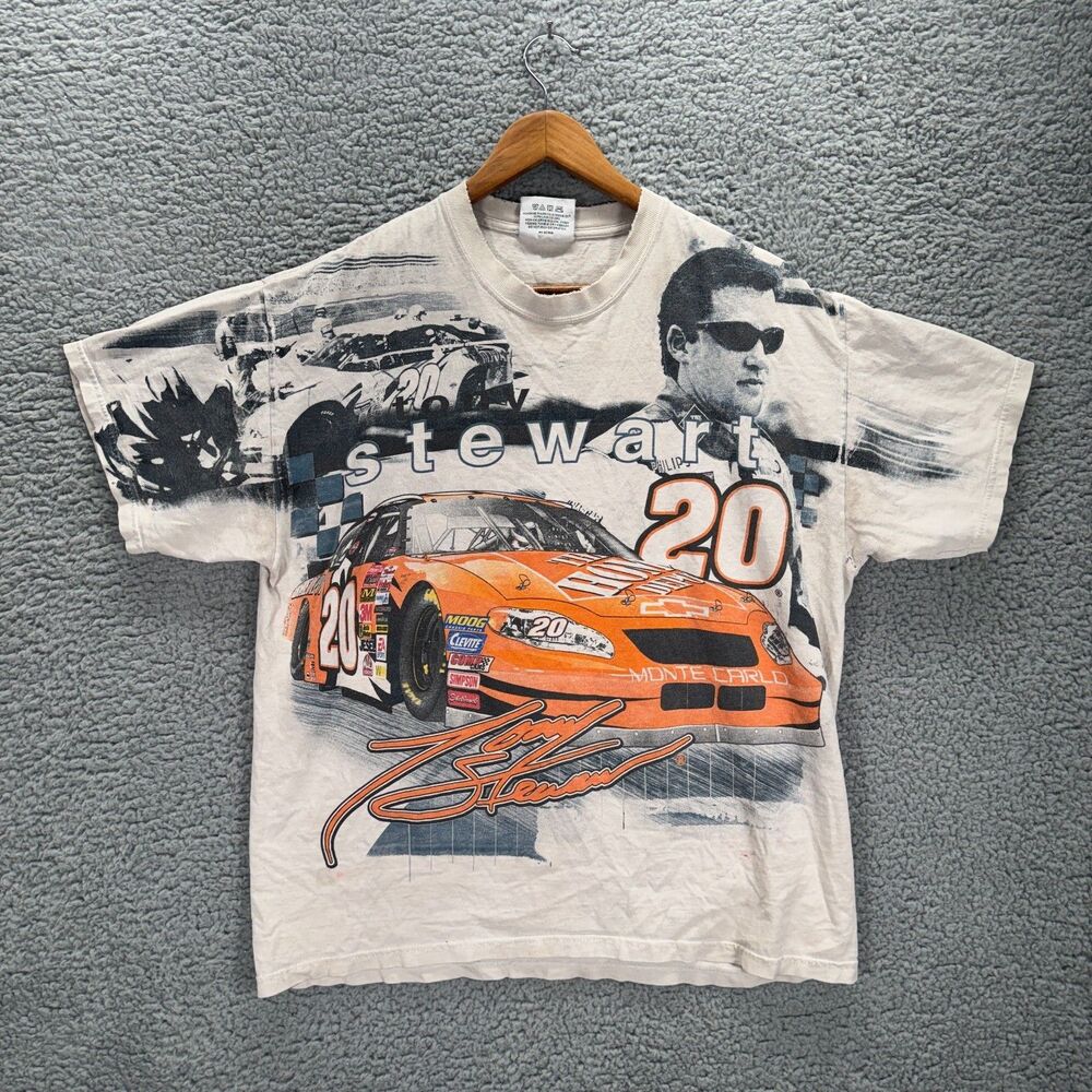 Tony Stewart Shirt Adult M White AOP Vintage Home Depot NASCAR Racing